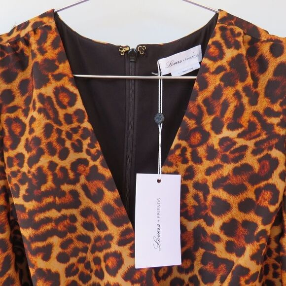 Lovers + Friends Dress Womens Small New Leopard Animal Print Puff Sleeve Mini - Picture 7 of 16